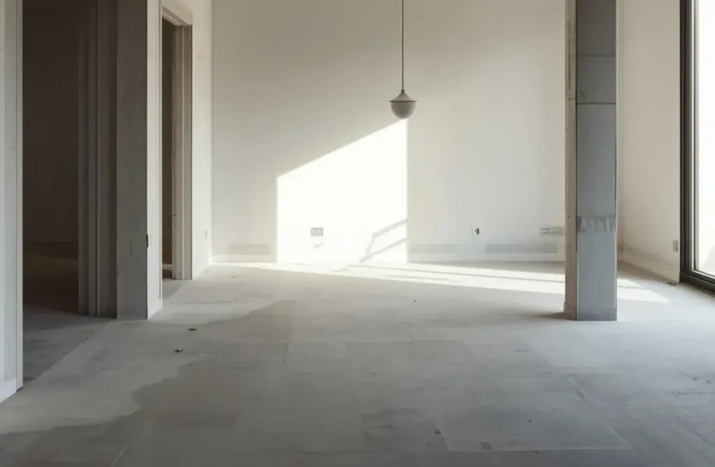 Plattenboden in Steinoptik in einem hellen Innenraum
